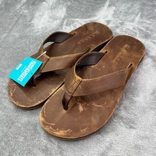 Reef Ojai Classic Thong Sandals Mens 12 Dark Brown Leather Flip Flops Summer New
