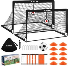 Durable 4x3 Ft Pop Up Soccer Goals for Kids - Set of 2 with Training Equipment