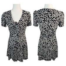 Sézane Norabel Daisy Floral Mini Dress Black White FR 36