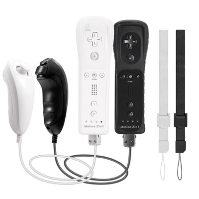 Built in Motion Plus Remote Controller & Nunchuck For Nintendo Wii Wii U + Strap