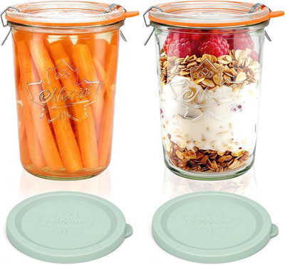 2 Pack Wide Mouth 27oz Canning Jars with Airtight Sealing Lids for Preserving