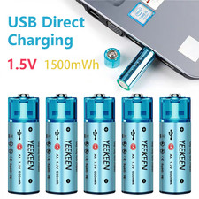 USB AA 1500mWH Lithium ion Rechargeable Battery 1.5V Fast Charger for Garden LOT