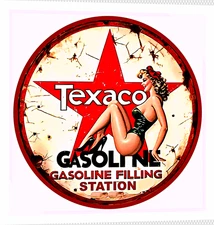 FILLING  STATION GASOLINE GARAGE  SEXY WOMAN  TEXACO SIGN STICKER 5 SIZES
