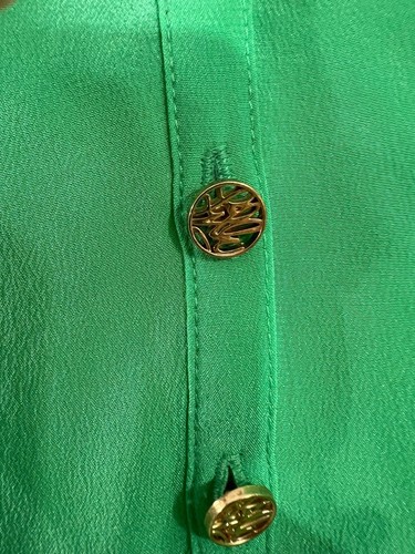 Lilly Pulitzer Elsa Green Silk Pullover Long Sleeve Top Blouse size XS Y919B - Picture 4 of 16