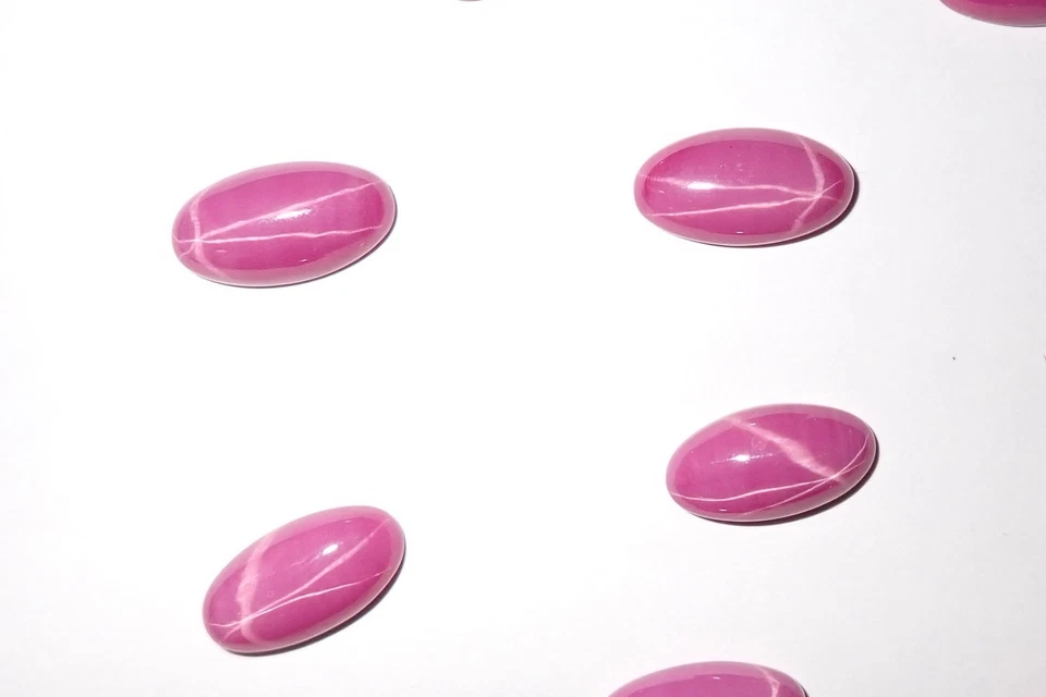 Opaque Star Ruby Long Oval 15x8 mm Cabochon 6 Rayed Lab-created Stone 1 pc Lot - Image 2 of 4