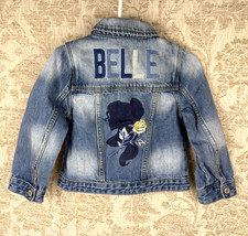 Disney X Gap Belle Girls Denim Jacket Size 4 Embroidered Floral Jean