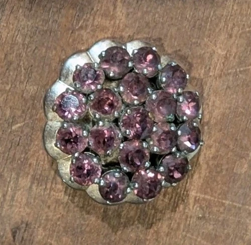 Vintage Costume Jewelry Pin Broach Purple Stones