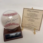 Hank Aaron Autographed Baseball w/ Certificate of Authenticity (COA) & Plaque