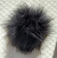Furreal Pom Pom Vegan Fur Extra Soft Snap Fastened Removable Black For Hats