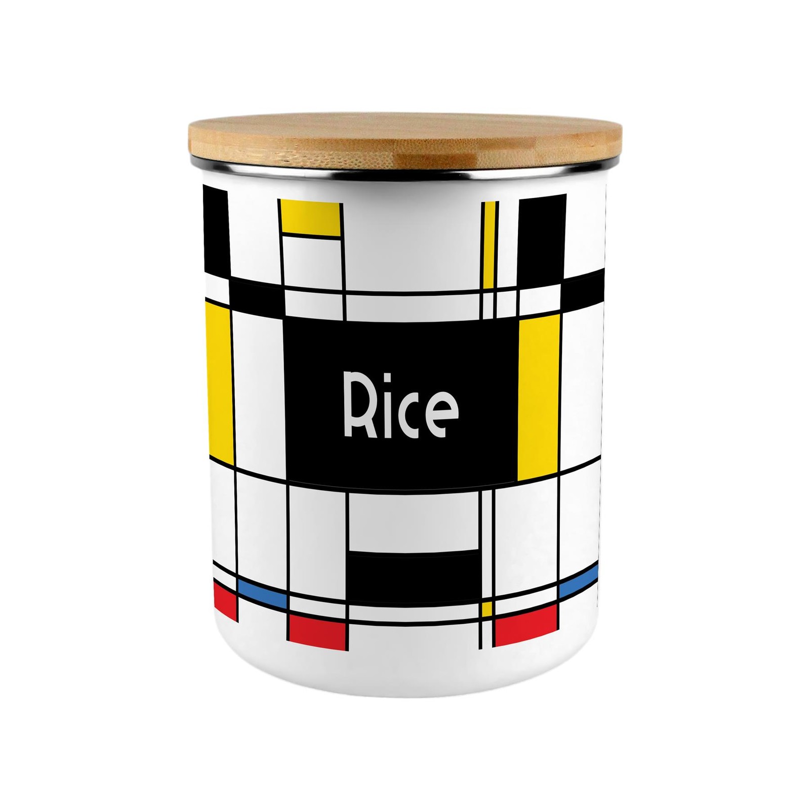Retro Rice Canister - Art Deco 2.7L X-Large Enamel Kitchen Storage Tin