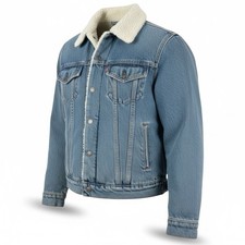 Levi's Original Short Sherpa Lined Trucker Jacket Med Wash Women's L Denim