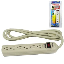 6 Outlet Power Strip Surge Protection 6 Ft Cord 6Outlet 90 Joules New