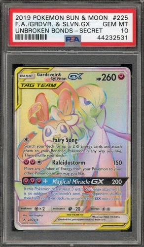 Pokemon Gardevoir & Sylveon Gx Unbroken Bonds 225/214 Secret Rare PSA 10