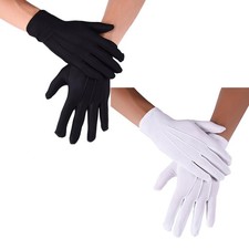 Uniform Seams Gloves for Parade Costume Solid Color Full Finger Mittens for Poli