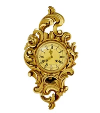 MID CENTURY GILT ROCOCO REVIVAL WALL CLOCK