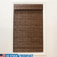 Cordless Bamboo Roman Shades Natural Light Filter Durable Semi-Sheer Blinds New