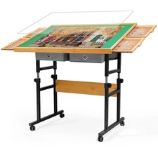 1500 Pieces Puzzle Table with Wheels, with Drawers and Cover, 34.25" x 25.2" ...