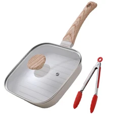 Grill Pan with Lid Non Stick Griddle Pan for Stove Top Indoor Cooking Steak P...