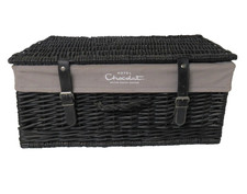 Large Hotel Chocolate Wicker Fabric lined Picnic Hamper Basket FREE P&P