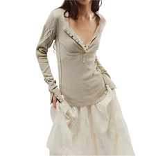 Free People We The Free Twisted Cable Cuff Thermal Ivory Snap Detail Size S