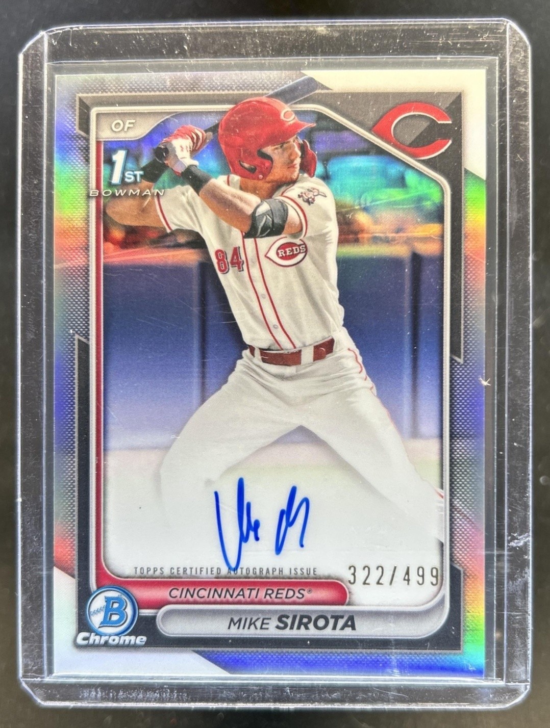 2024 Bowman Draft Mike Sirota Chrome Auto Refractor 1st Prospect #/499 Reds
