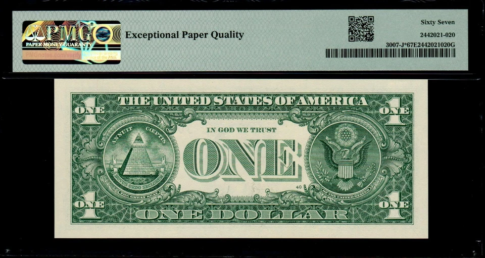 2021 $1 KANSAS CITY STAR NOTE PMG 67 EPQ Low Pop (6/1) 500K Print Run Fr 3007-J* - Image 2 of 3