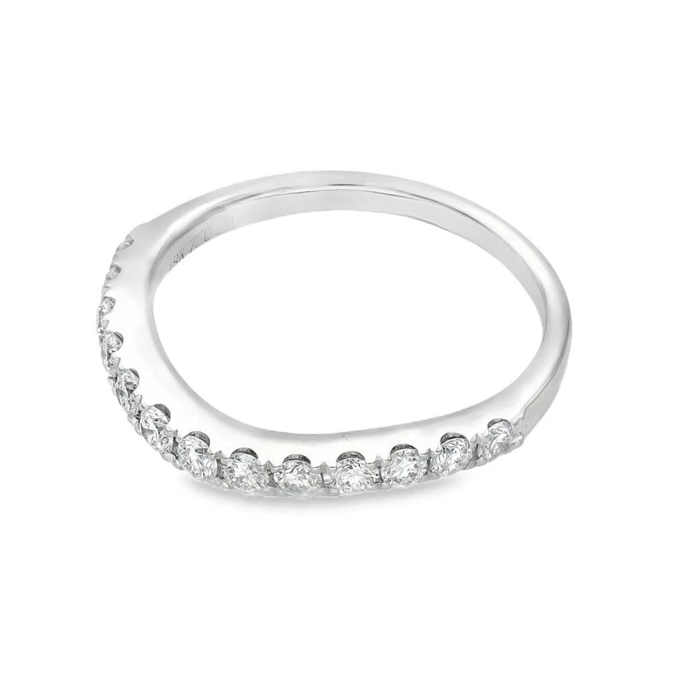 Anillo de vestir de oro blanco de 18 quilates con ondas de diamantes - talla H1/2 - 0,31 quilates Foto 2 de 4