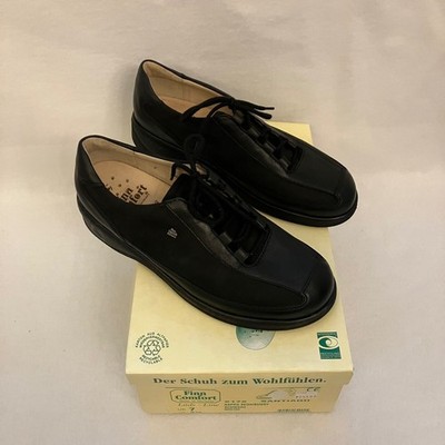 NIB Finn Comfort Santiago Lady Line Leather Comfort Shoes US 9.5 UK7 Schwartz
