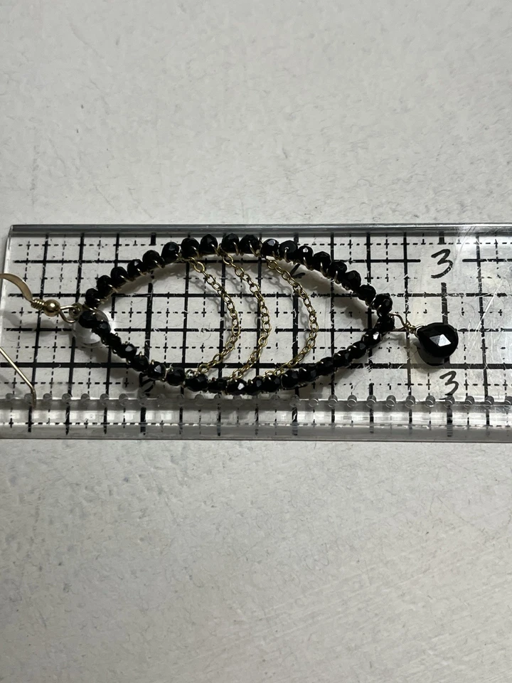 GOLD FILLED Black Faceted  Spinel Chandelier Earrings~ Etsy Purchase - Image 4 of 4