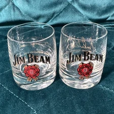 Jim Beam Racing Whiskey Glasses Set of 2 | Dan Wheldon #26 & Michael Andretti #7