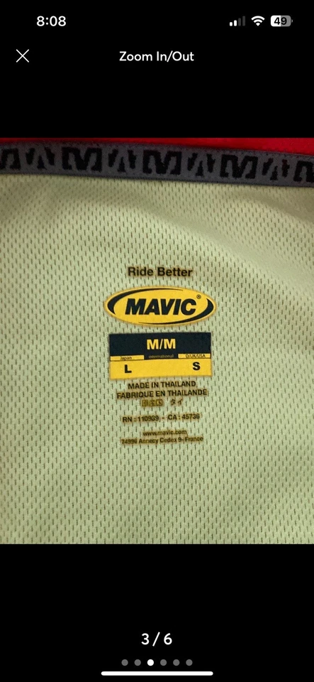 Mavic mens size small cycling jersey shirt riding yellow #2C - Image 3 of 4