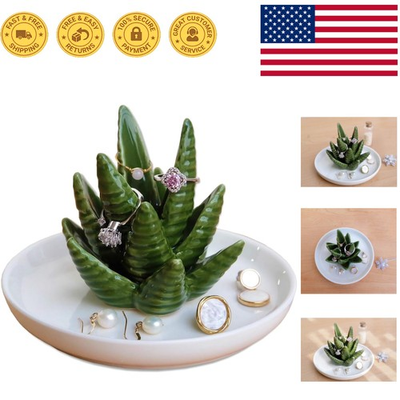 #ad Cactus Ring Dish in Polished Ceramic Unique Jewelry Holder for All Occasions $24.99