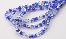 100 Crystal / Cobalt AB Faceted Round Glass Beads 4MM
