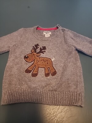 Oshkosh Baby Boy Sweater Months Embroidered Corduroy Deer Holiday
