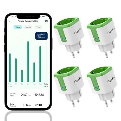 GreenSun Wlan Steckdose mit Strommessung Fernbedienung 16A VeSync APP AC95-250V