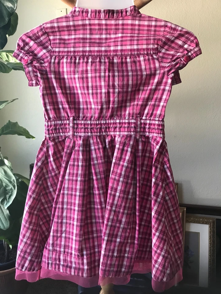 Vestido para niña Cherokee rosa a cuadros 100 % algodón S 6/6X Foto 4 de 4
