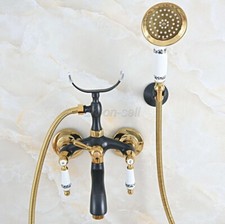 Black Gold Brass Wall Mounted Clawfoot Bath Tub Faucet with Hand Shower ana549