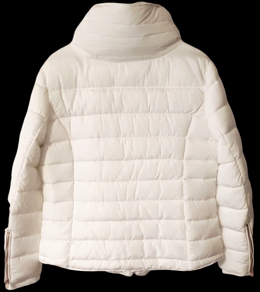 ZARA/KLASS/Ladies/Women's Winter White Puffer Coat w Rose Gold Detail