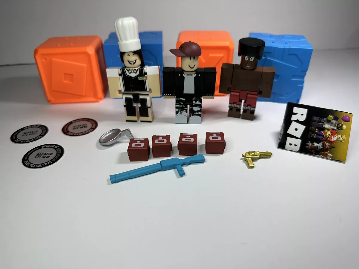 Roblox Toys Action Figures Lot Of 3 Mini Figures, Accessories And Codes