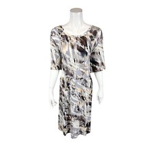 LOGO by Lori Goldstein Reg. Printed Rayon 230 Hi- Low Hem Dress Neutral 4X Size