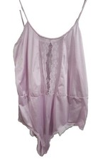 Vintage Large Pink Teddy Lingerie AVON FASHIONS Nylon Snap Lace Romper USA