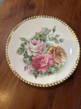 T & V TRESSEMANN & VOGT LIMOGES OVINGTON BROS  PINK FLORAL SALAD PLATE