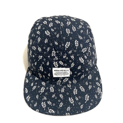 Norse Projects 5 Panel Men’s Navy Blue White Print Hat Adjustable Leather Strap - 第 1/6 張圖片