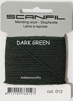 DUNKELGRÜN Scanfil Faden zum Stopfen & Ausbessern - 55% Wolle 45% Nylon 15 Meter