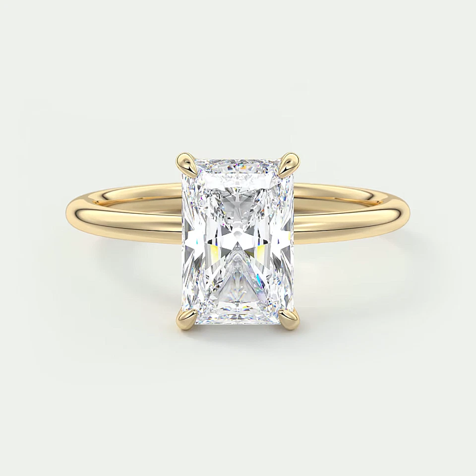 14k Gold Diamond Ring Lab Grown Radiant 2.15 Carat IGI Certified Yellow Size 7 8 - Image 2 of 4