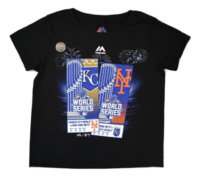 Majestic MLB Toddler 2015 World Series Royals vs Mets Shirt New 2T, 3T, 4T 