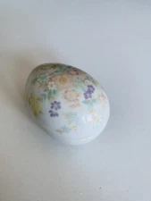 TAKAHASHI  San Francisco Porcelain White Egg Trinket Dish Floral  Flowers
