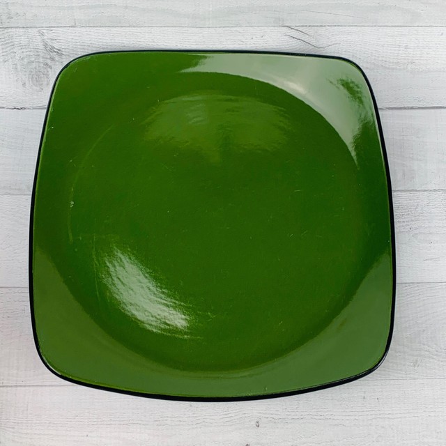 Corelle Hearthstone BAY LEAF GREEN Square Stoneware 11.25" Dinner Plate