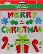 Christmas GEL Sticker Window Clings  Merry Christmas Candy Cane 31 ct. w