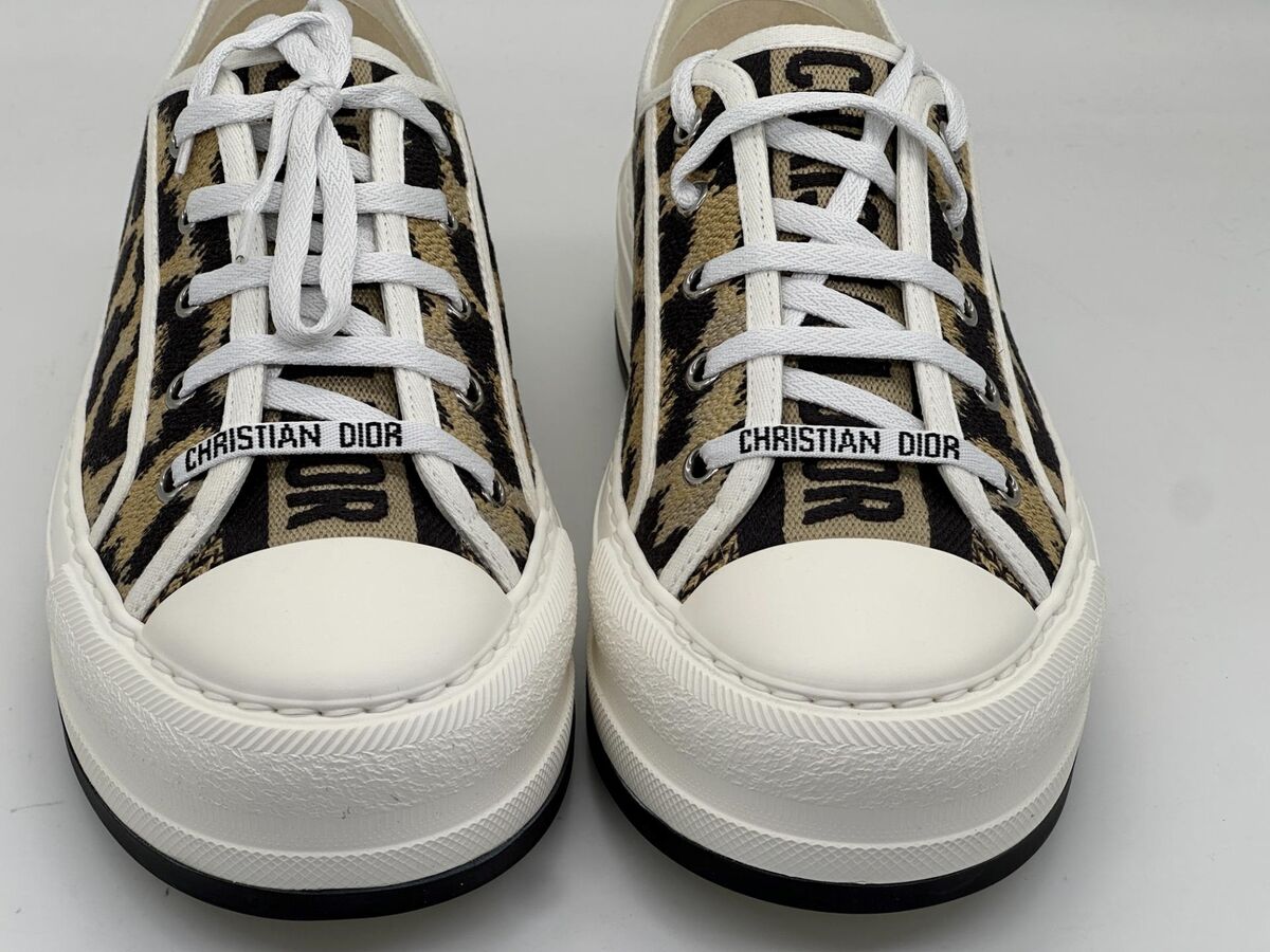 DIOR WALK'N Leopard Mizza Cotton Platform Lace Up Low Top DIOR WALK'N Leopard Mizza Cotton Platform Lace Up Low Top